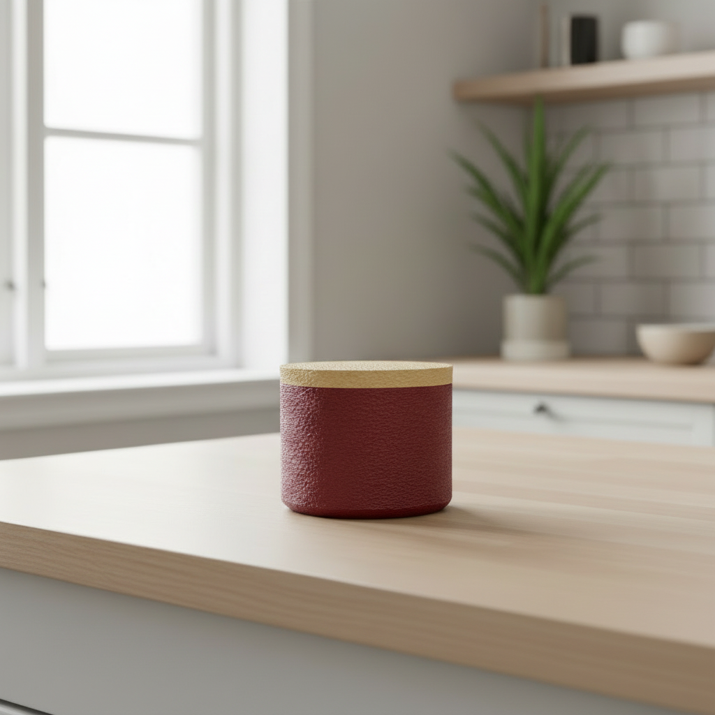 Dark Red jar with Latte Brown lid