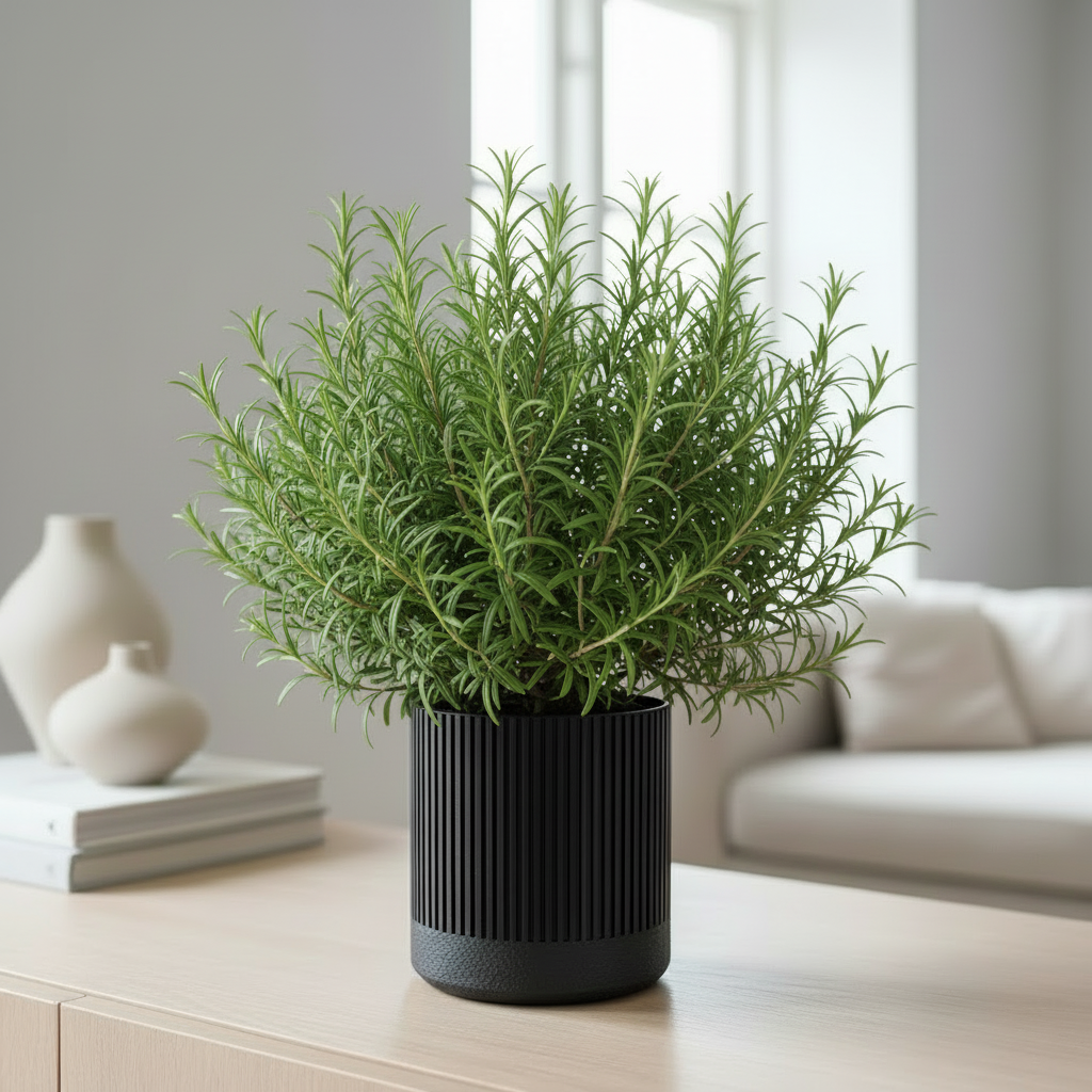 FLYT pot with rosemary in Scandinavian living space