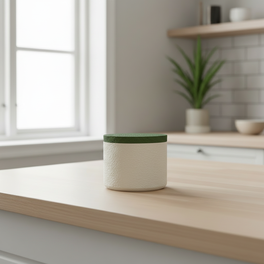 Ivory White jar with Dark Green lid