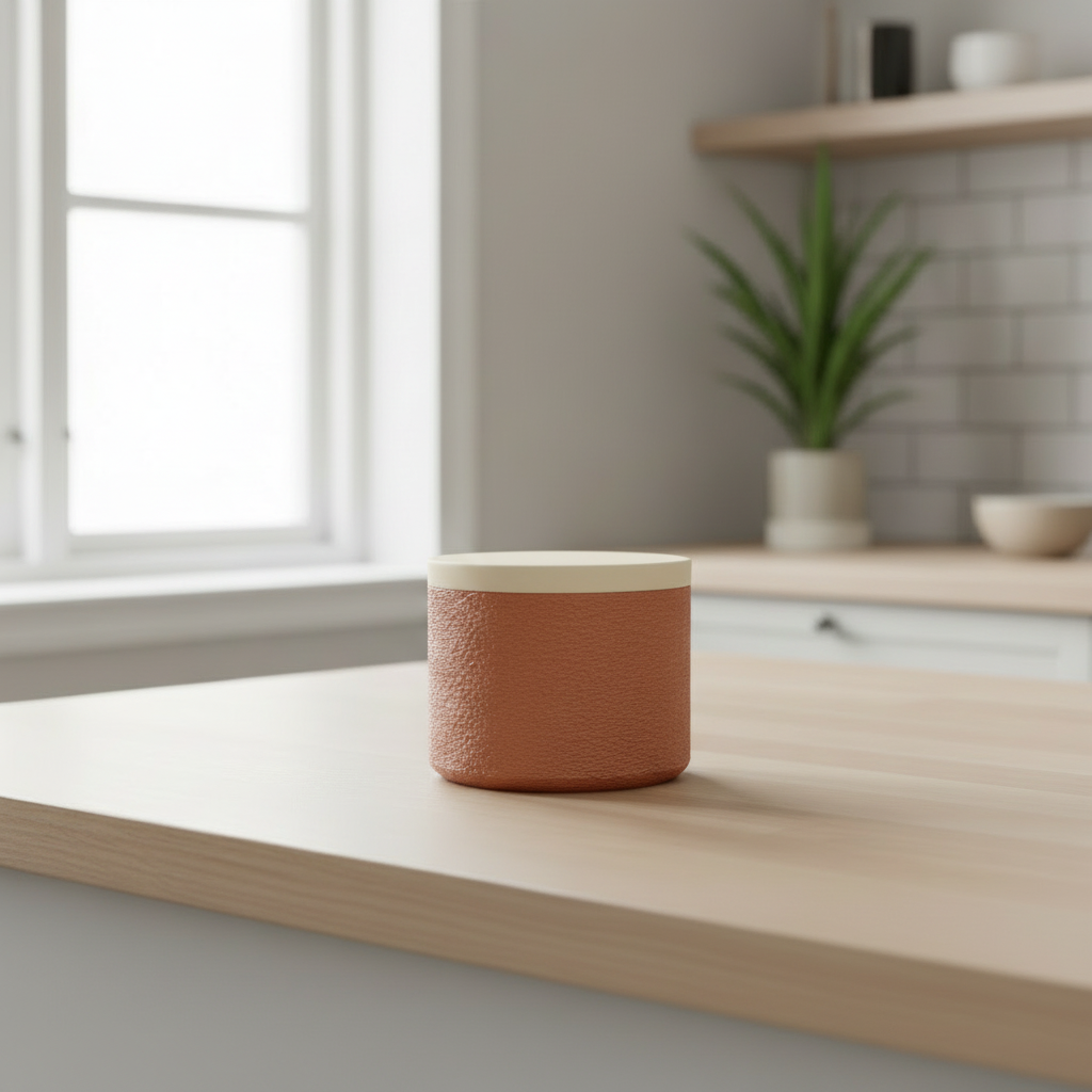 Terracotta jar with Ivory White lid